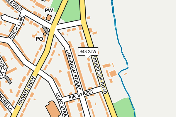 S43 2JW map - OS OpenMap – Local (Ordnance Survey)