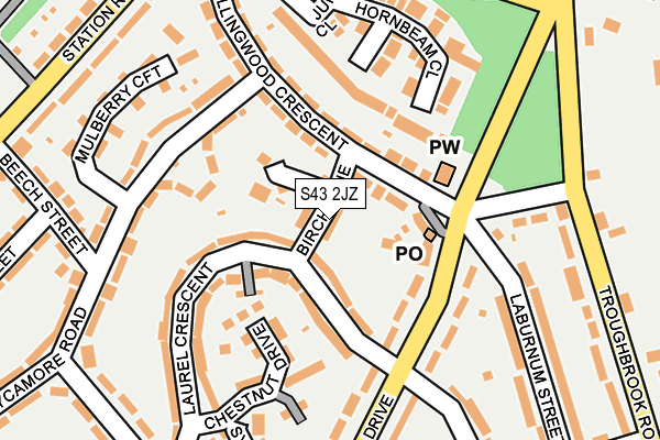 S43 2JZ map - OS OpenMap – Local (Ordnance Survey)