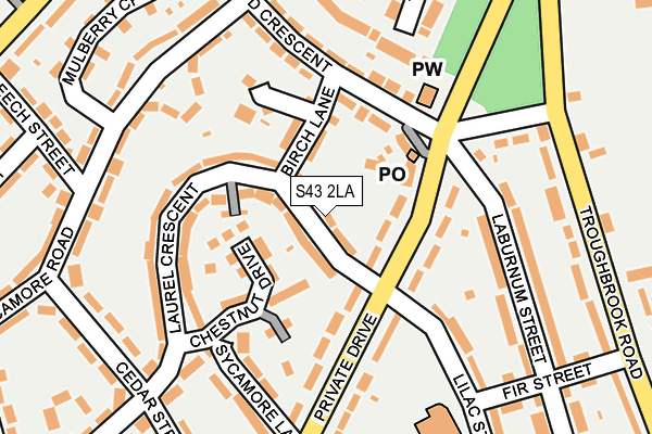 S43 2LA map - OS OpenMap – Local (Ordnance Survey)