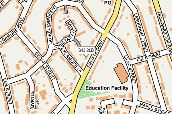 S43 2LB map - OS OpenMap – Local (Ordnance Survey)