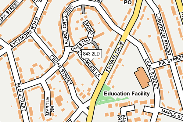 S43 2LD map - OS OpenMap – Local (Ordnance Survey)