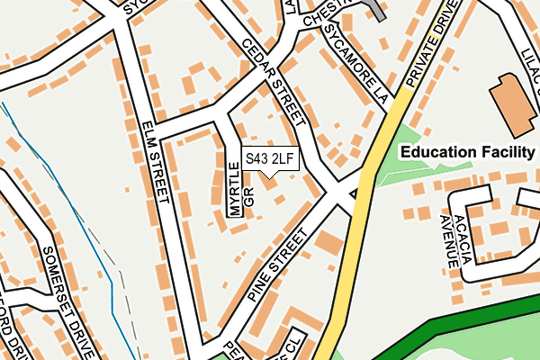 S43 2LF map - OS OpenMap – Local (Ordnance Survey)