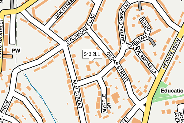 S43 2LL map - OS OpenMap – Local (Ordnance Survey)