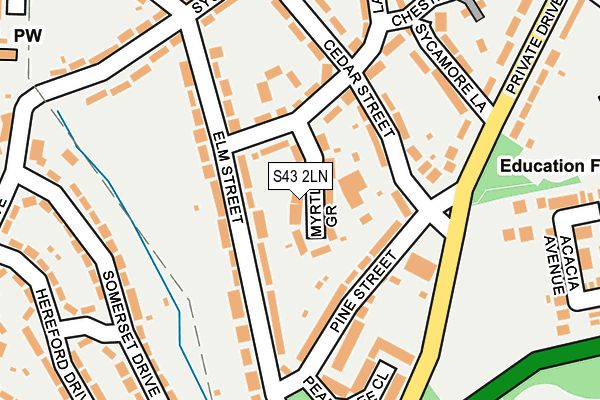 S43 2LN map - OS OpenMap – Local (Ordnance Survey)