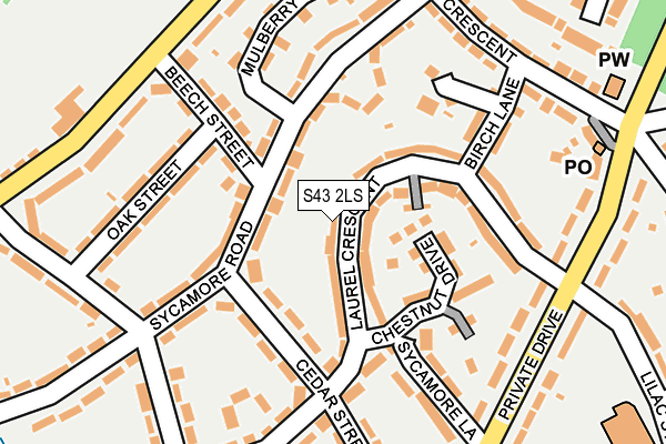 S43 2LS map - OS OpenMap – Local (Ordnance Survey)