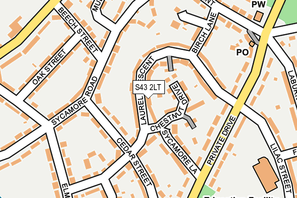 S43 2LT map - OS OpenMap – Local (Ordnance Survey)