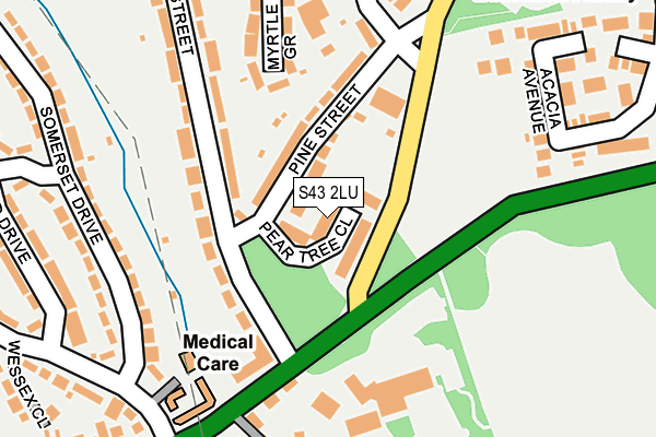 S43 2LU map - OS OpenMap – Local (Ordnance Survey)