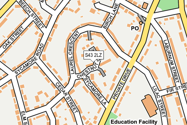 S43 2LZ map - OS OpenMap – Local (Ordnance Survey)