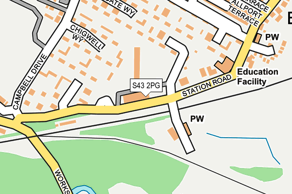 S43 2PG map - OS OpenMap – Local (Ordnance Survey)