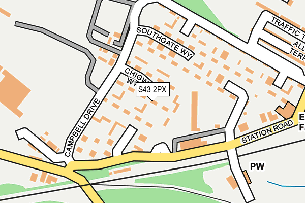 S43 2PX map - OS OpenMap – Local (Ordnance Survey)