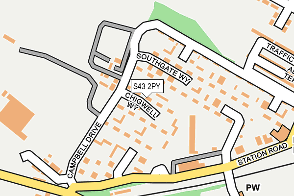 S43 2PY map - OS OpenMap – Local (Ordnance Survey)