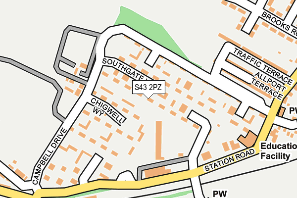 S43 2PZ map - OS OpenMap – Local (Ordnance Survey)