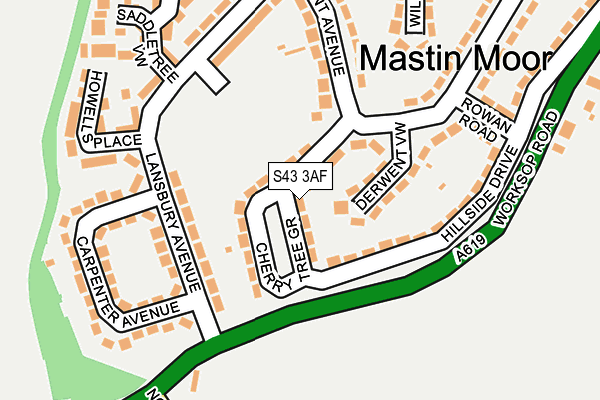 S43 3AF map - OS OpenMap – Local (Ordnance Survey)