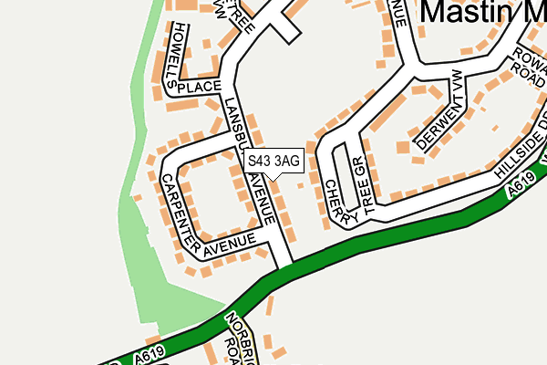 S43 3AG map - OS OpenMap – Local (Ordnance Survey)