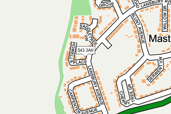 S43 3AH map - OS OpenMap – Local (Ordnance Survey)