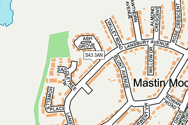 S43 3AN map - OS OpenMap – Local (Ordnance Survey)