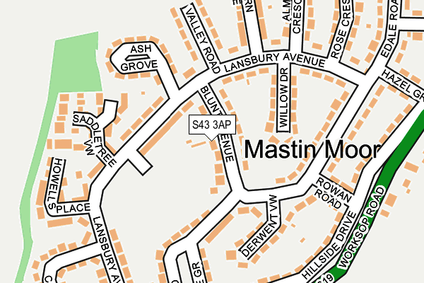 S43 3AP map - OS OpenMap – Local (Ordnance Survey)