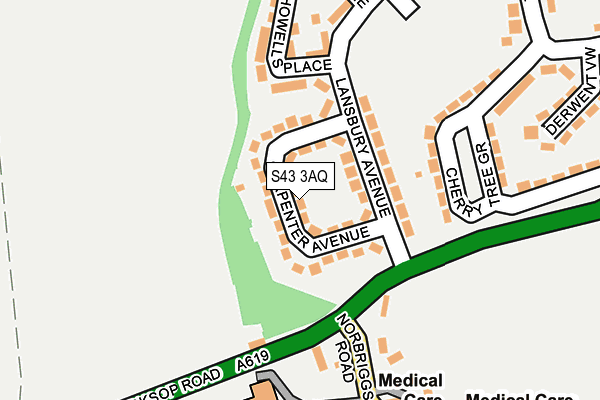 S43 3AQ map - OS OpenMap – Local (Ordnance Survey)