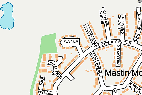S43 3AW map - OS OpenMap – Local (Ordnance Survey)