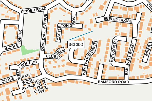 S43 3DD map - OS OpenMap – Local (Ordnance Survey)