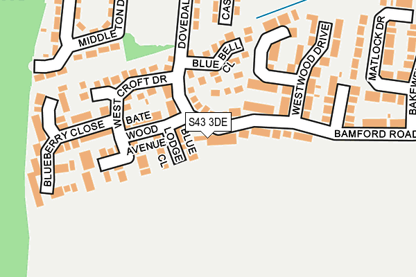 S43 3DE map - OS OpenMap – Local (Ordnance Survey)