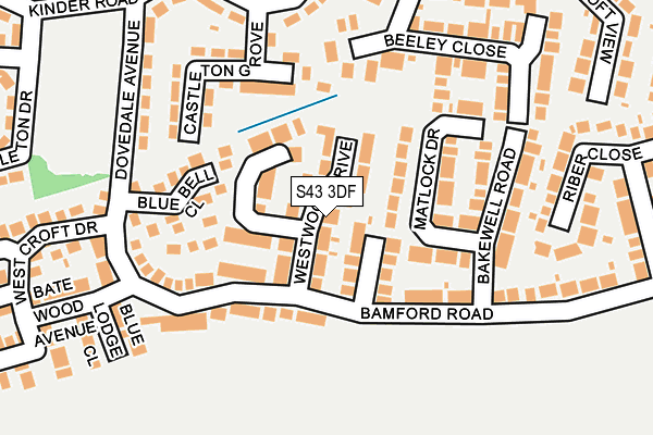 S43 3DF map - OS OpenMap – Local (Ordnance Survey)