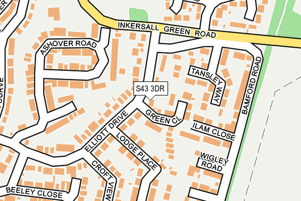 S43 3DR map - OS OpenMap – Local (Ordnance Survey)