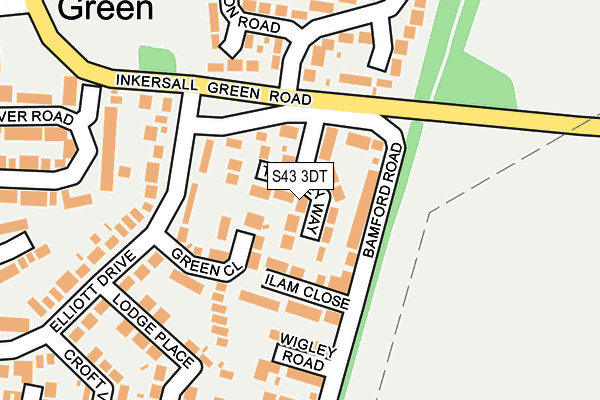 S43 3DT map - OS OpenMap – Local (Ordnance Survey)