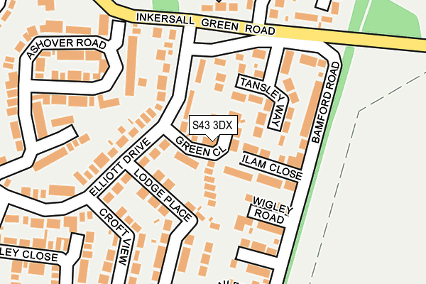 S43 3DX map - OS OpenMap – Local (Ordnance Survey)