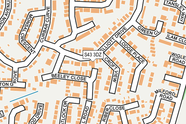 S43 3DZ map - OS OpenMap – Local (Ordnance Survey)