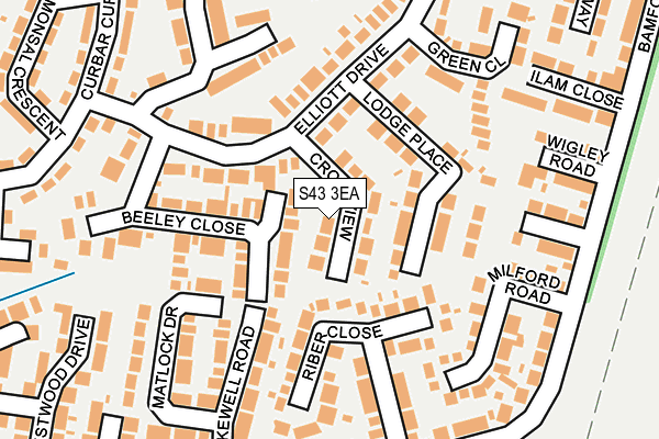 S43 3EA map - OS OpenMap – Local (Ordnance Survey)