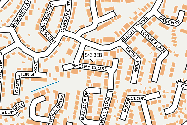 S43 3EB map - OS OpenMap – Local (Ordnance Survey)