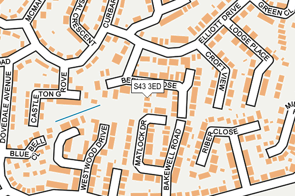 S43 3ED map - OS OpenMap – Local (Ordnance Survey)