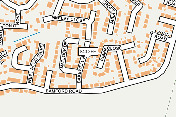 S43 3EE map - OS OpenMap – Local (Ordnance Survey)