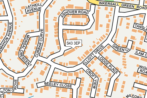 S43 3EP map - OS OpenMap – Local (Ordnance Survey)