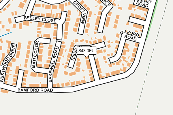 S43 3EU map - OS OpenMap – Local (Ordnance Survey)
