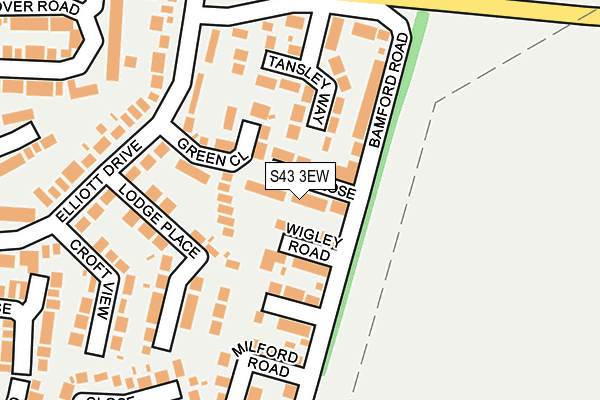 S43 3EW map - OS OpenMap – Local (Ordnance Survey)