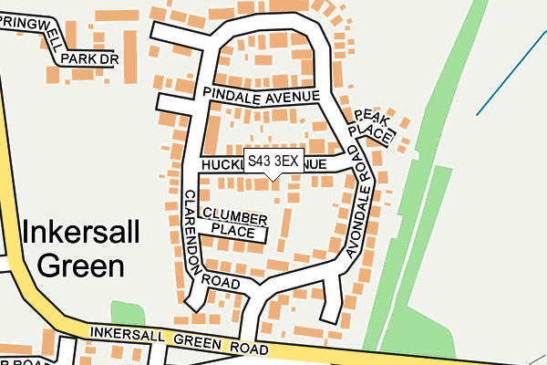 S43 3EX map - OS OpenMap – Local (Ordnance Survey)