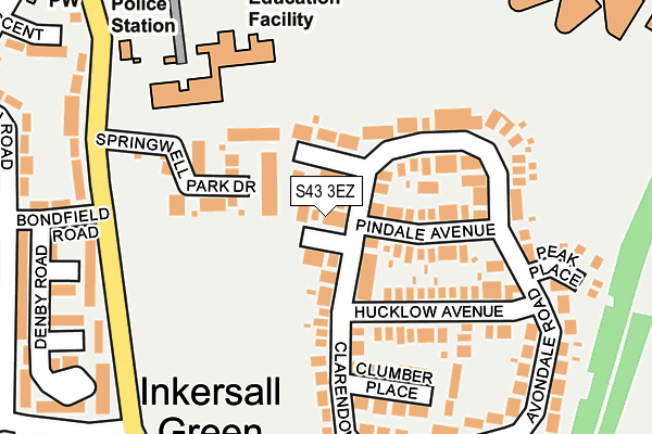 S43 3EZ map - OS OpenMap – Local (Ordnance Survey)