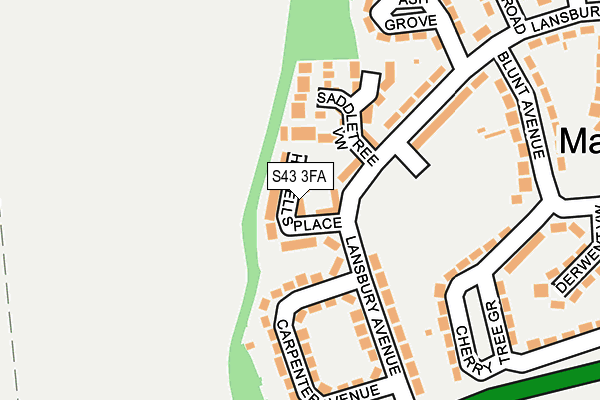 S43 3FA map - OS OpenMap – Local (Ordnance Survey)