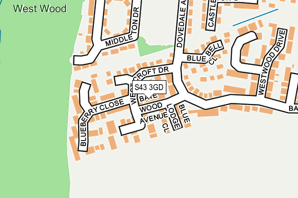 S43 3GD map - OS OpenMap – Local (Ordnance Survey)