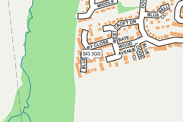 S43 3GG map - OS OpenMap – Local (Ordnance Survey)