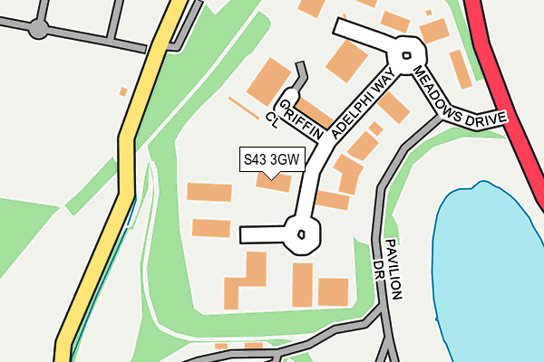 S43 3GW map - OS OpenMap – Local (Ordnance Survey)