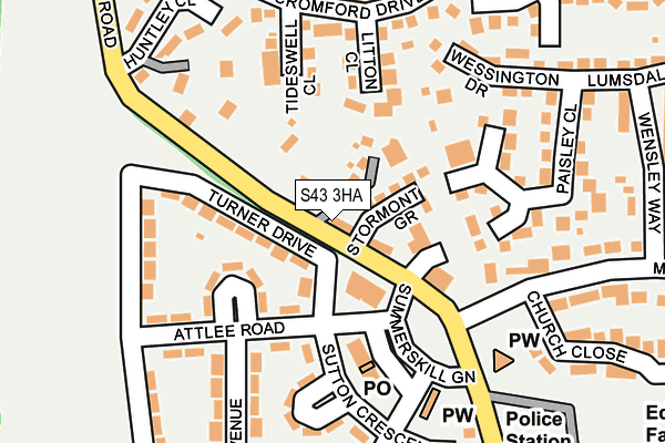 S43 3HA map - OS OpenMap – Local (Ordnance Survey)