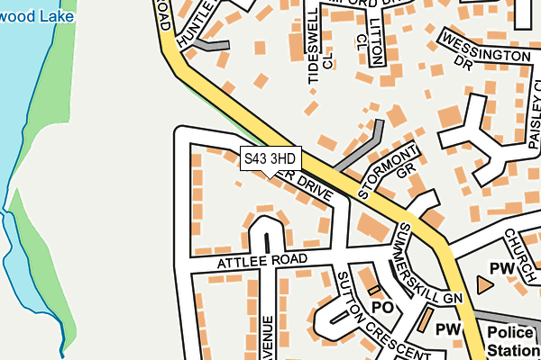 S43 3HD map - OS OpenMap – Local (Ordnance Survey)