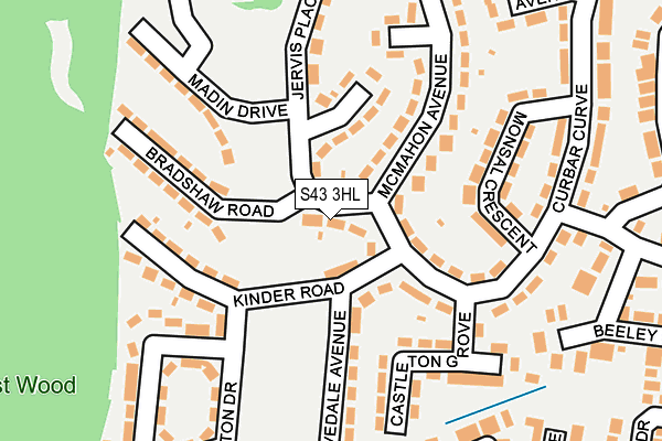S43 3HL map - OS OpenMap – Local (Ordnance Survey)