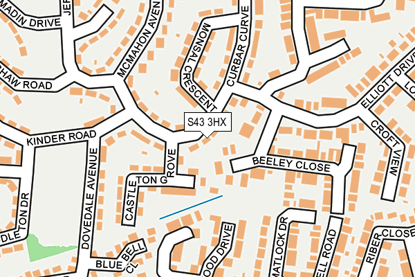 S43 3HX map - OS OpenMap – Local (Ordnance Survey)