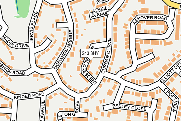S43 3HY map - OS OpenMap – Local (Ordnance Survey)