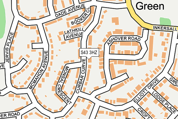 S43 3HZ map - OS OpenMap – Local (Ordnance Survey)