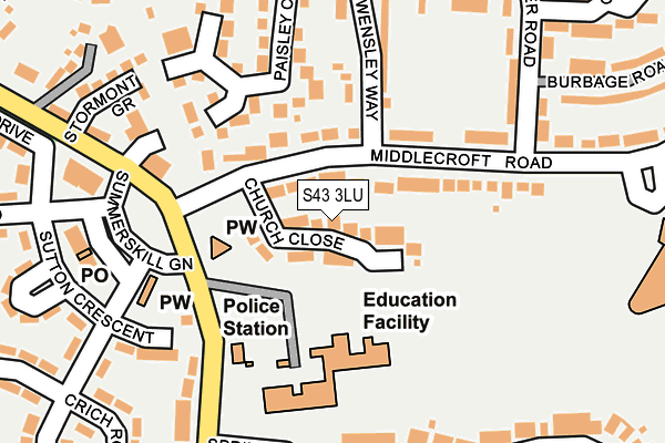 S43 3LU map - OS OpenMap – Local (Ordnance Survey)